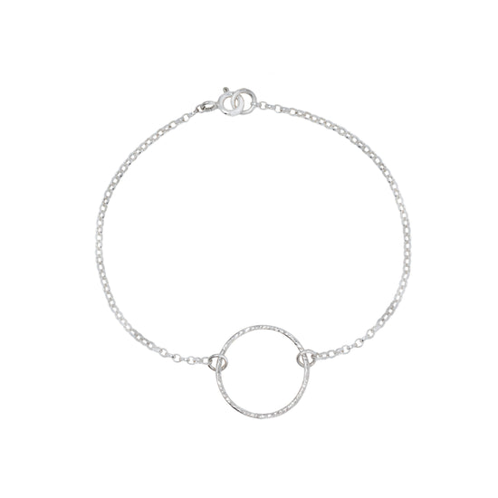Hammered Circle Bracelet in Silver