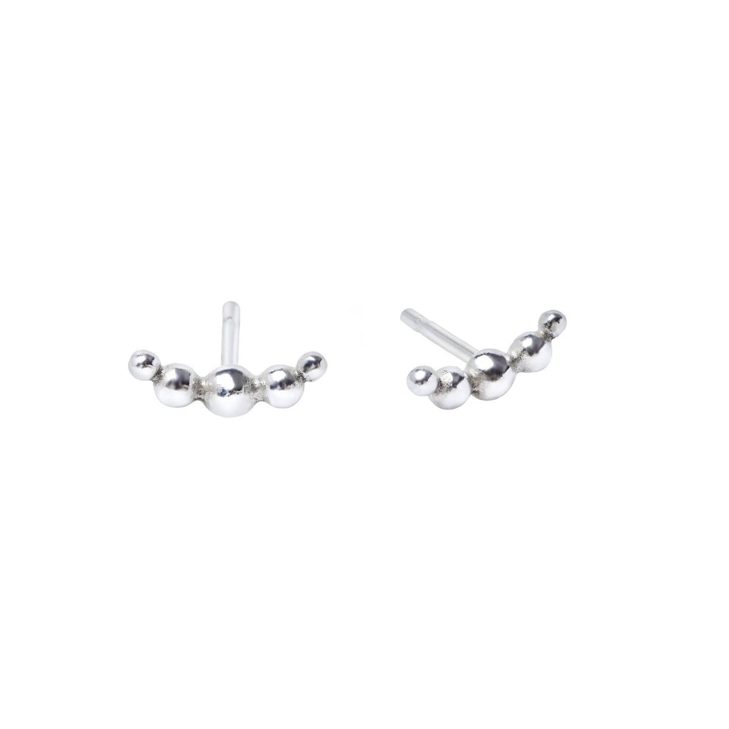 Crescent Dot Stud Earrings in Silver & 9ct Gold