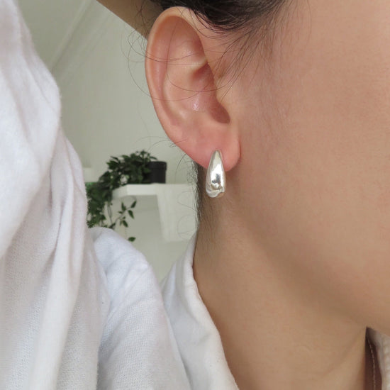 Chunky Dome Earrings in Silver