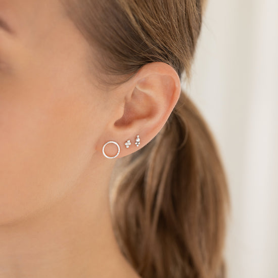 Load image into Gallery viewer, Four Dot Stud Earrings in Silver
