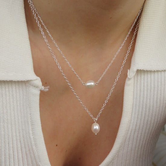 Pearl Choker Necklace in Silver