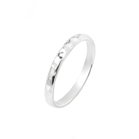 Classic Hammered Stacking Ring in Silver