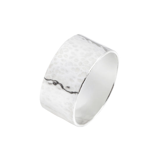 Classic Chunky Hammered Ring in Silver