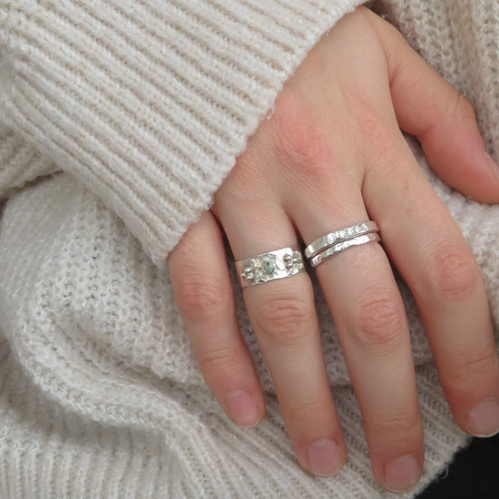 Load image into Gallery viewer, Classic Hammered Stacking Ring in Silver
