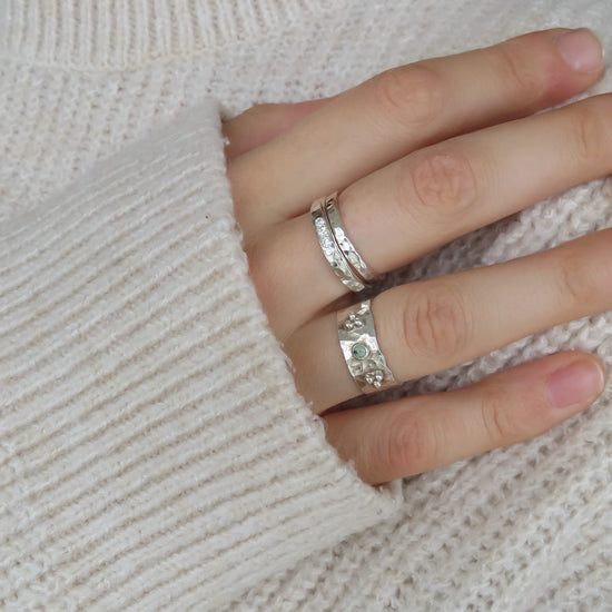 Classic Hammered Stacking Ring in Silver