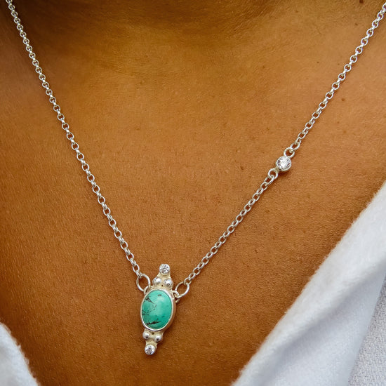 Load image into Gallery viewer, Timeless Turquoise Pendant Necklace in Silver
